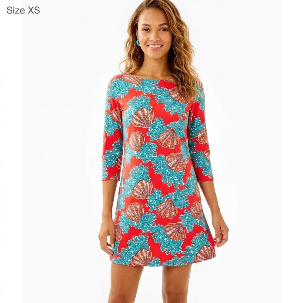 Lilly Pulitzer Topanga Shift Dress Size XS Watermelon Coral Sea Shell Tunic Mini